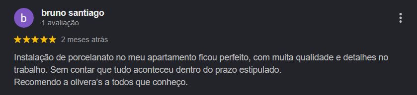 Avaliação 5 estrelas do cliente no Google