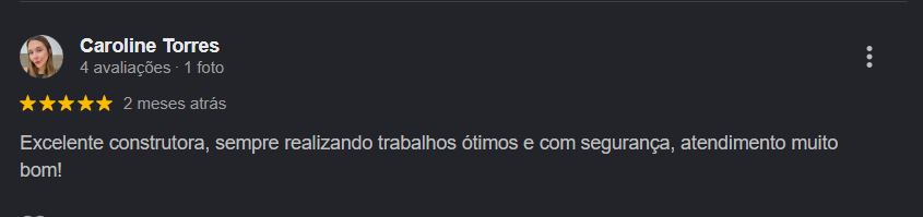 Depoimento de cliente satisfeito no Google